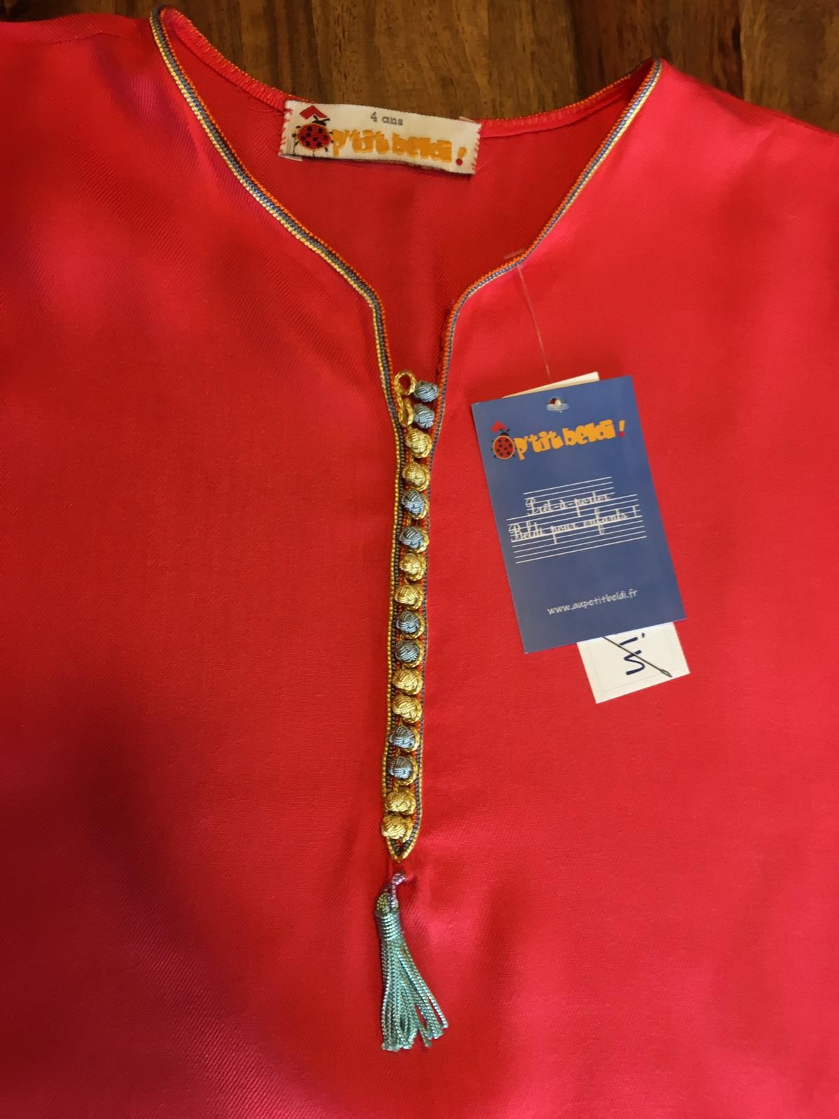 Tunique fillette ocre rouge | Ô p'tit beldi