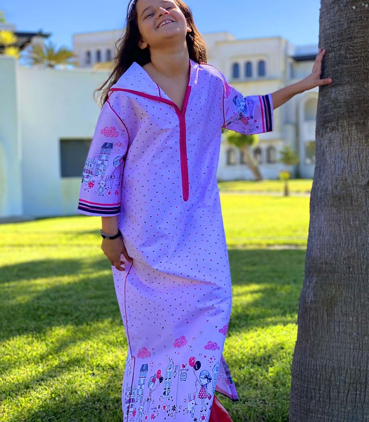 Djellaba fillette Princesse Rose - Élégance et Confort | Ô p'tit beldi