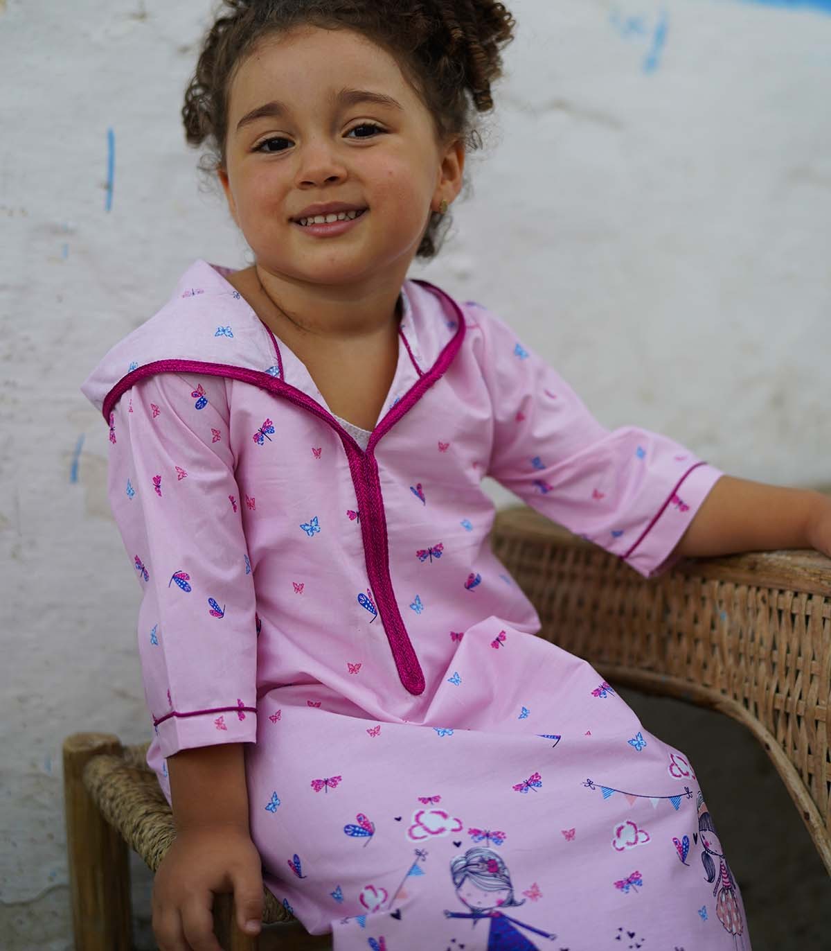 Djellaba fillette Princesse Rose - Élégance et Confort | Ô p'tit beldi