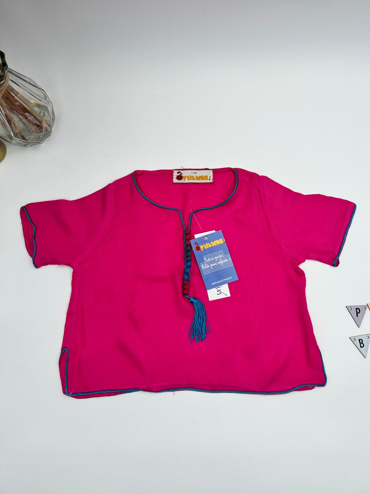 Tunique fillette rose en coton cousue main | Ô p'tit beldi