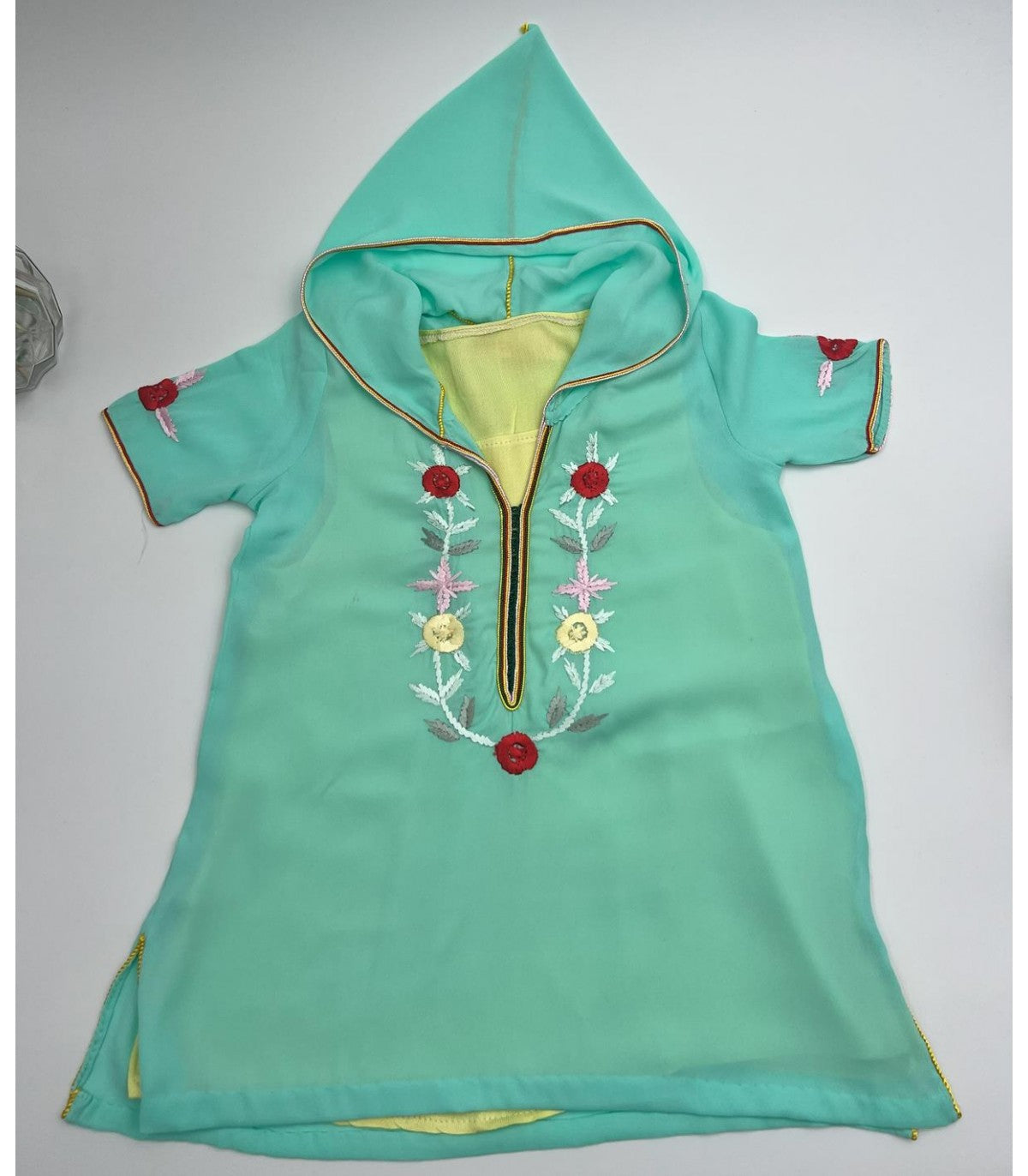 Djellaba fillette "Fleur de Turquoise | Ô p'tit beldi