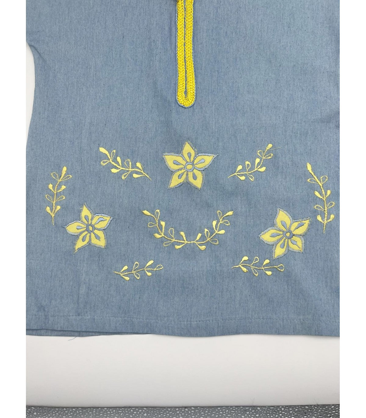 Djellaba fillette Fleur d'Or en Jean Brodé | Ô p'tit beldi