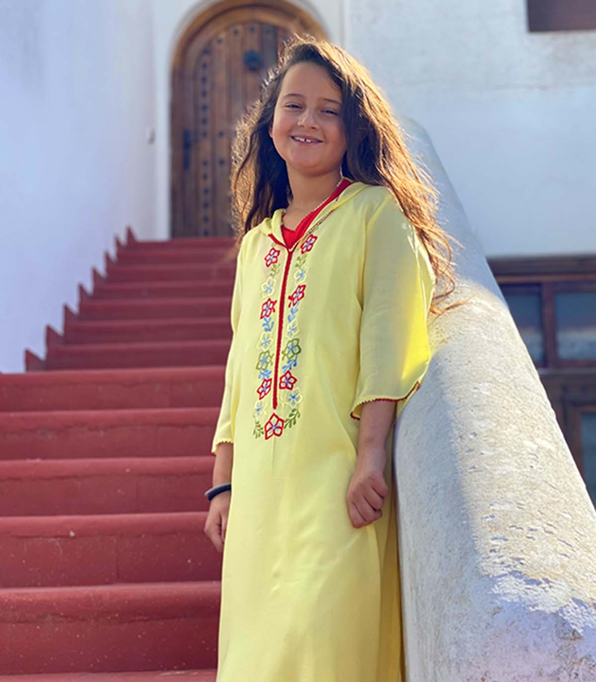 Ensemble Djellaba et Kmiss Éclat Solaire pour Filles | Ô p'tit beldi
