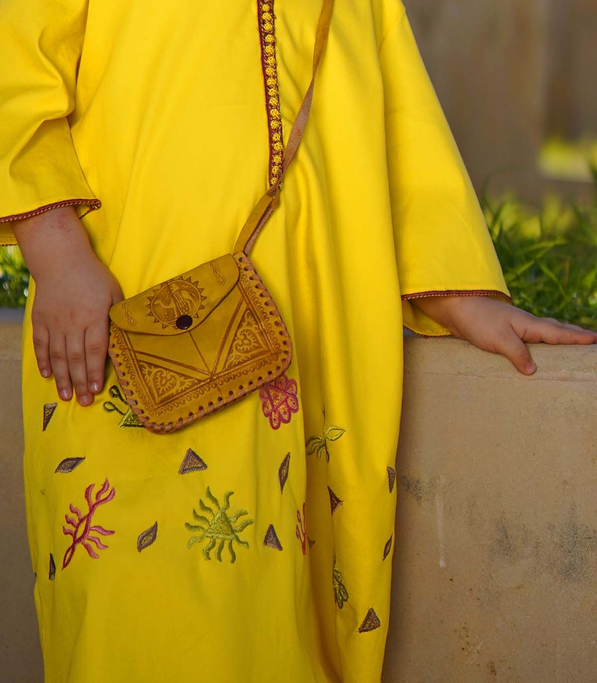 🌟 Girls' Djellaba "Embroidered Sun" ☀️