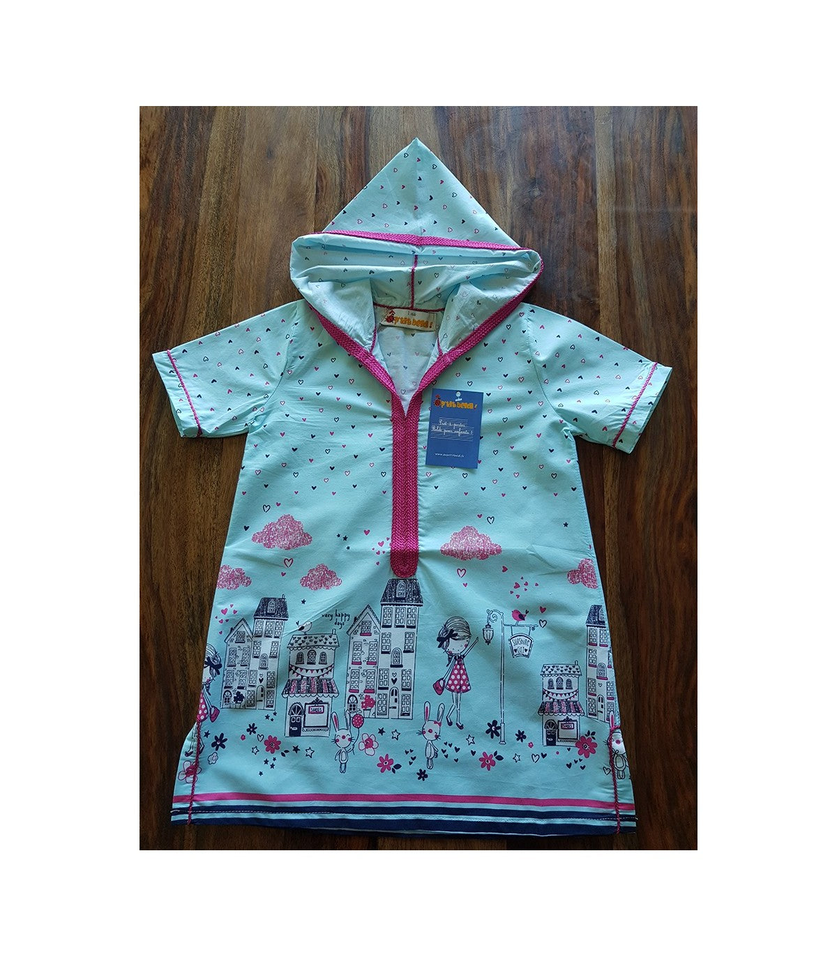Djellaba Fillette Princesse Ciel avec Motifs Féeriques | Ô p'tit beldi