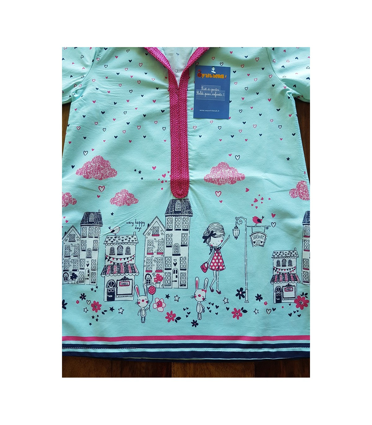 Djellaba Fillette Princesse Ciel avec Motifs Féeriques | Ô p'tit beldi