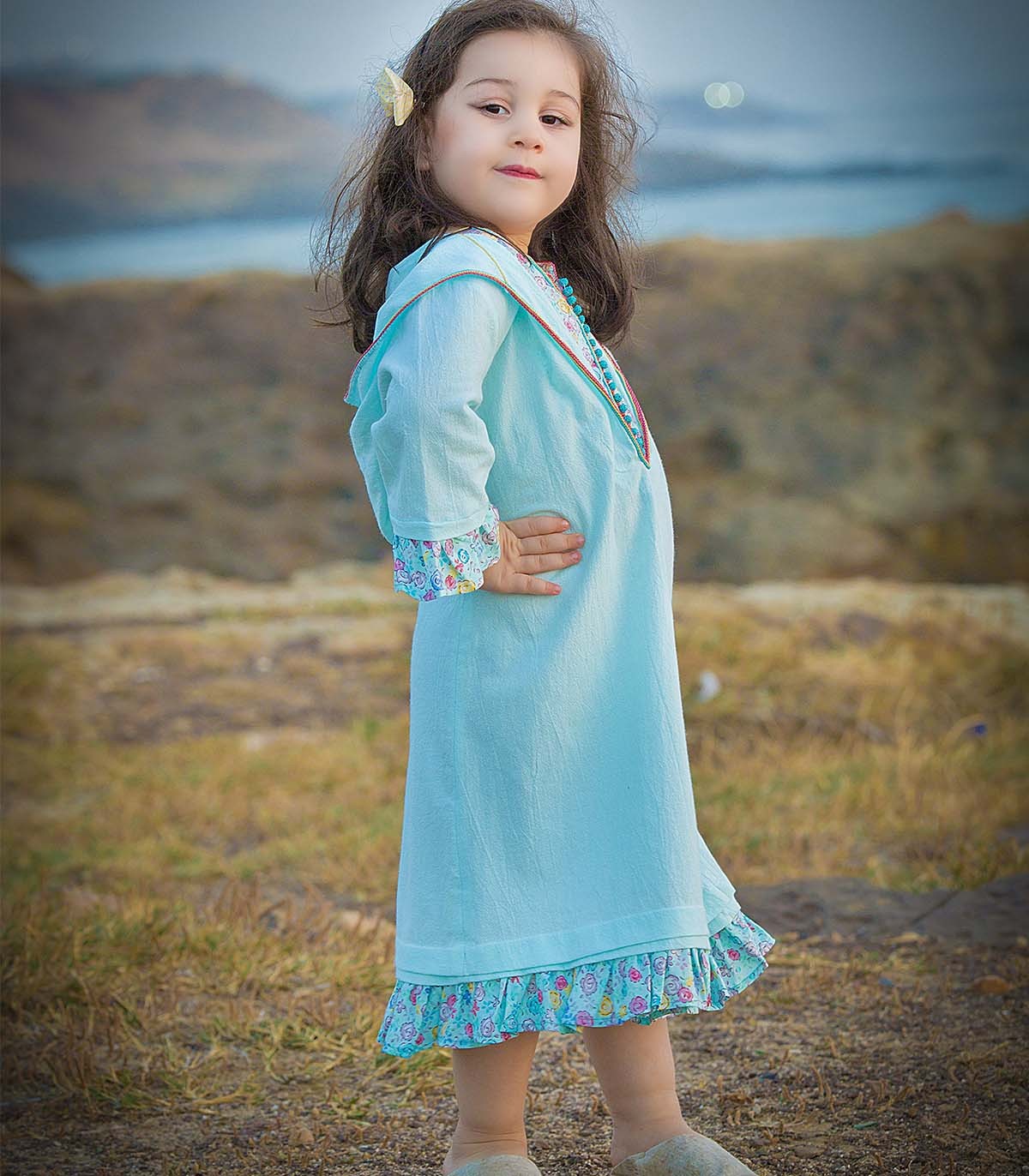 Djellaba Fille Douceur Azur | Ô p'tit beldi