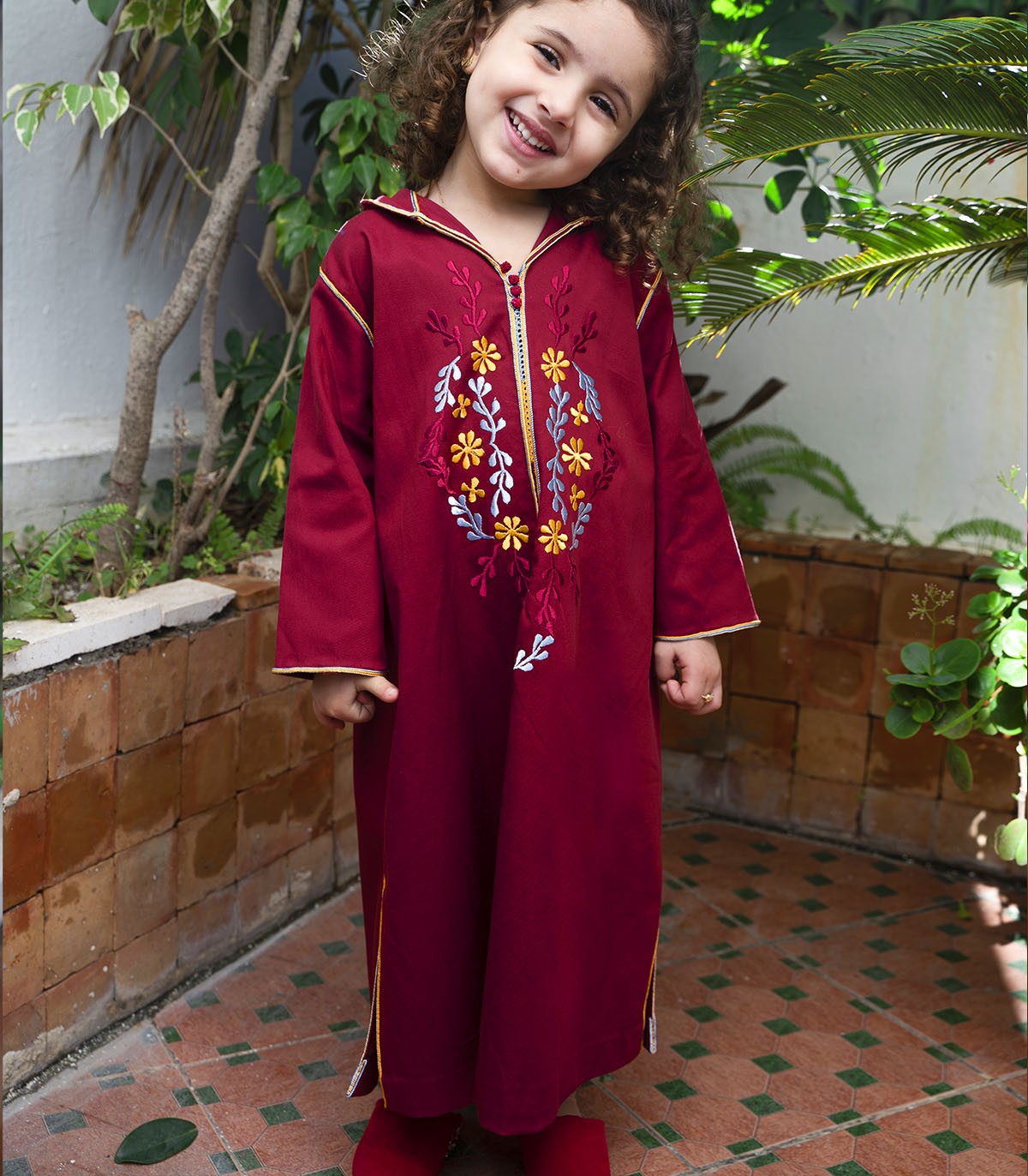 Djellaba fillette Élégance Florale | Ô p'tit beldi