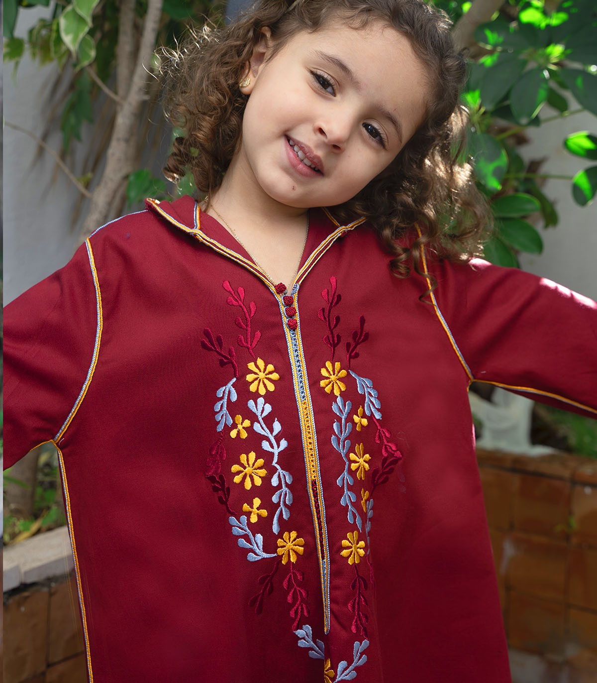 Djellaba fillette Élégance Florale | Ô p'tit beldi