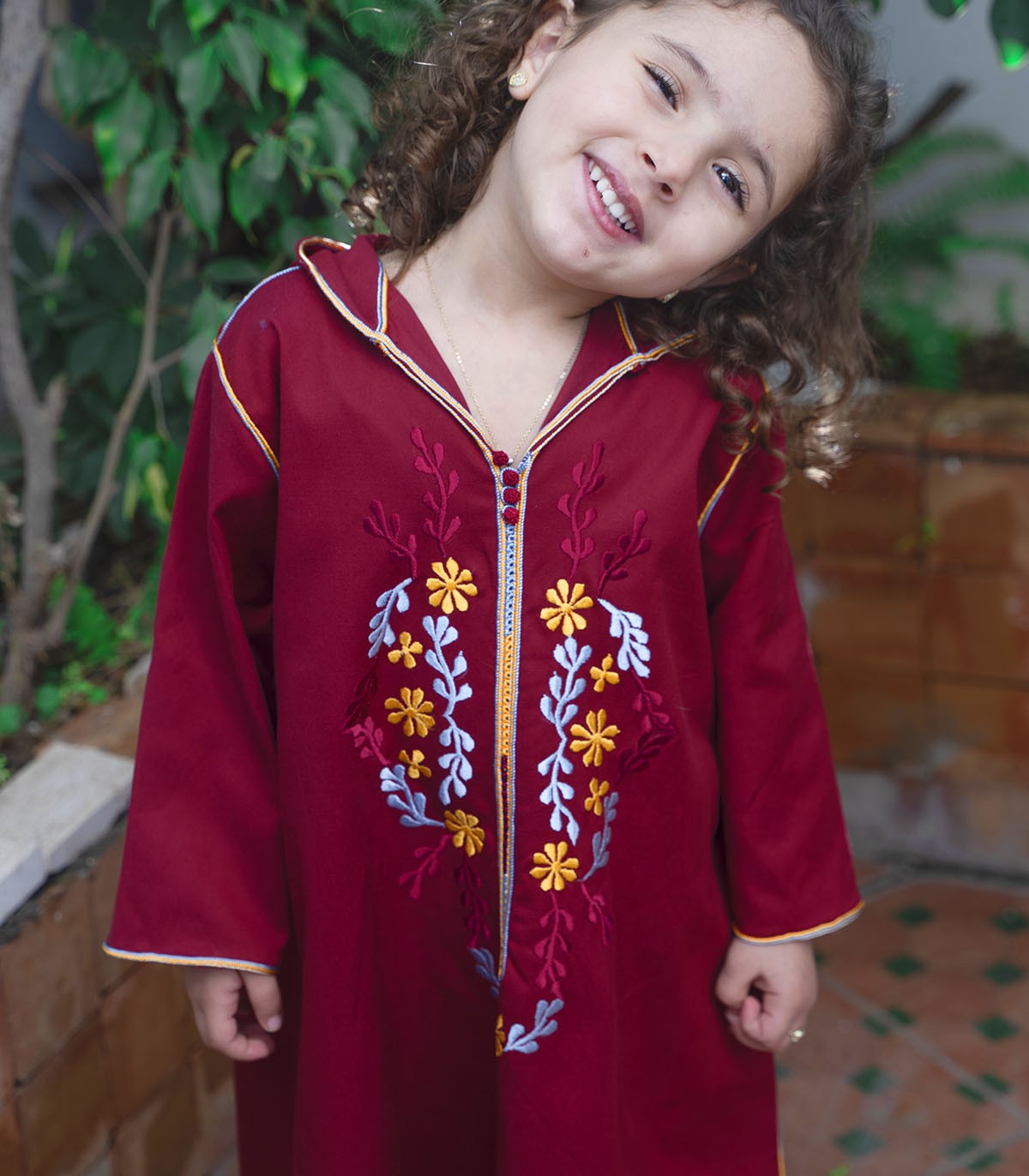 Djellaba fillette Élégance Florale | Ô p'tit beldi