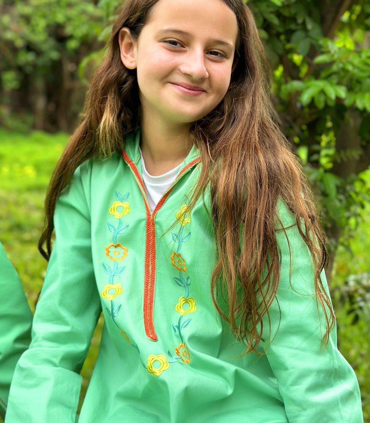 Djellaba fillette Limette | Ô p'tit beldi