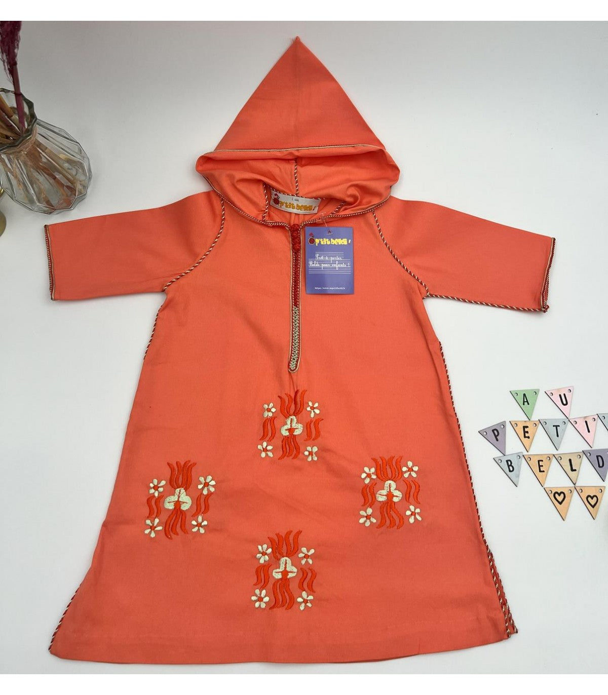 Djellaba fillette Mandarine | Ô p'tit beldi