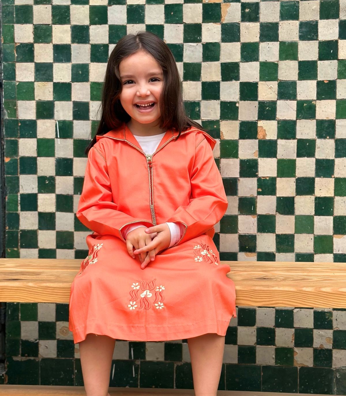 Djellaba fillette Mandarine | Ô p'tit beldi