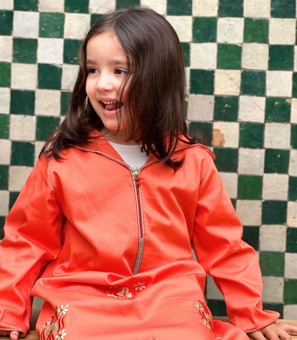 Djellaba fillette Mandarine | Ô p'tit beldi