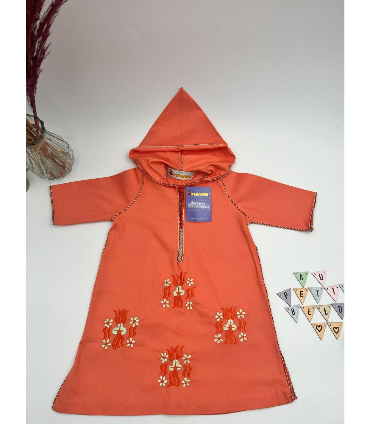 Djellaba fillette Mandarine | Ô p'tit beldi
