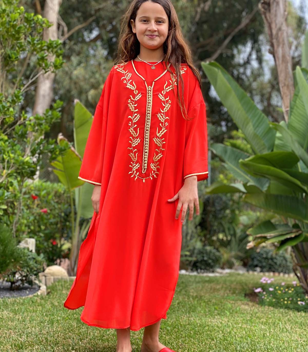 Gandoura Princesse en Crêpe Rouge | Ô p'tit beldi