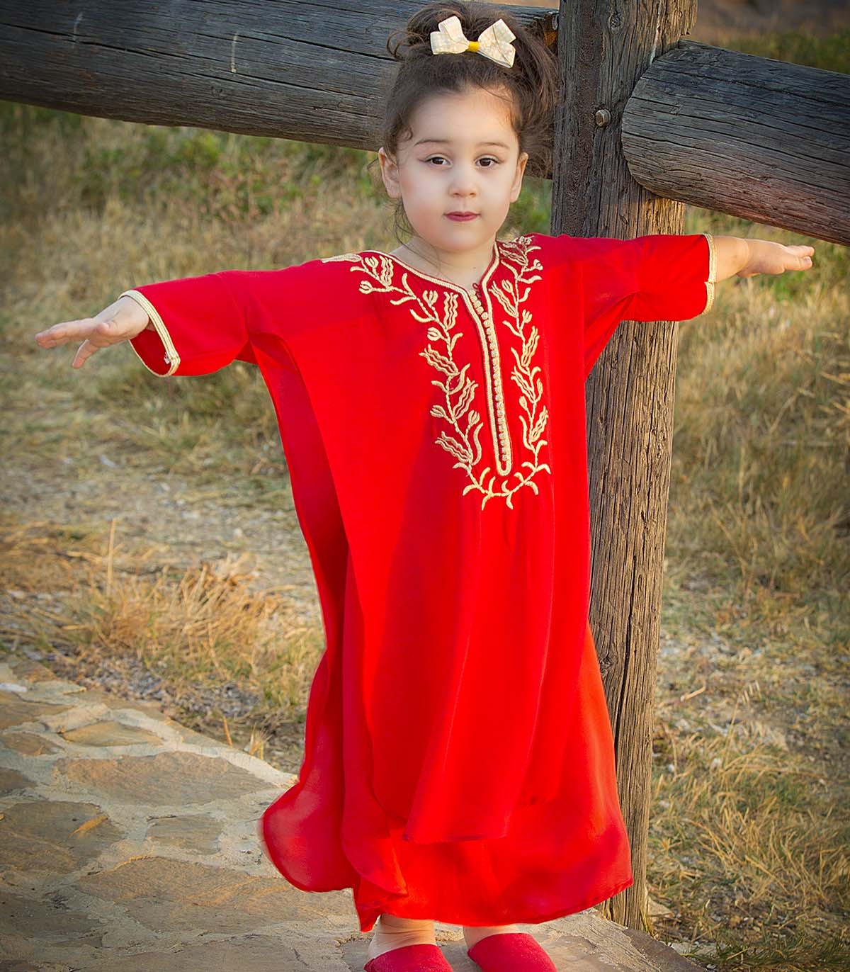 Gandoura Princesse en Crêpe Rouge Ô p'tit beldi