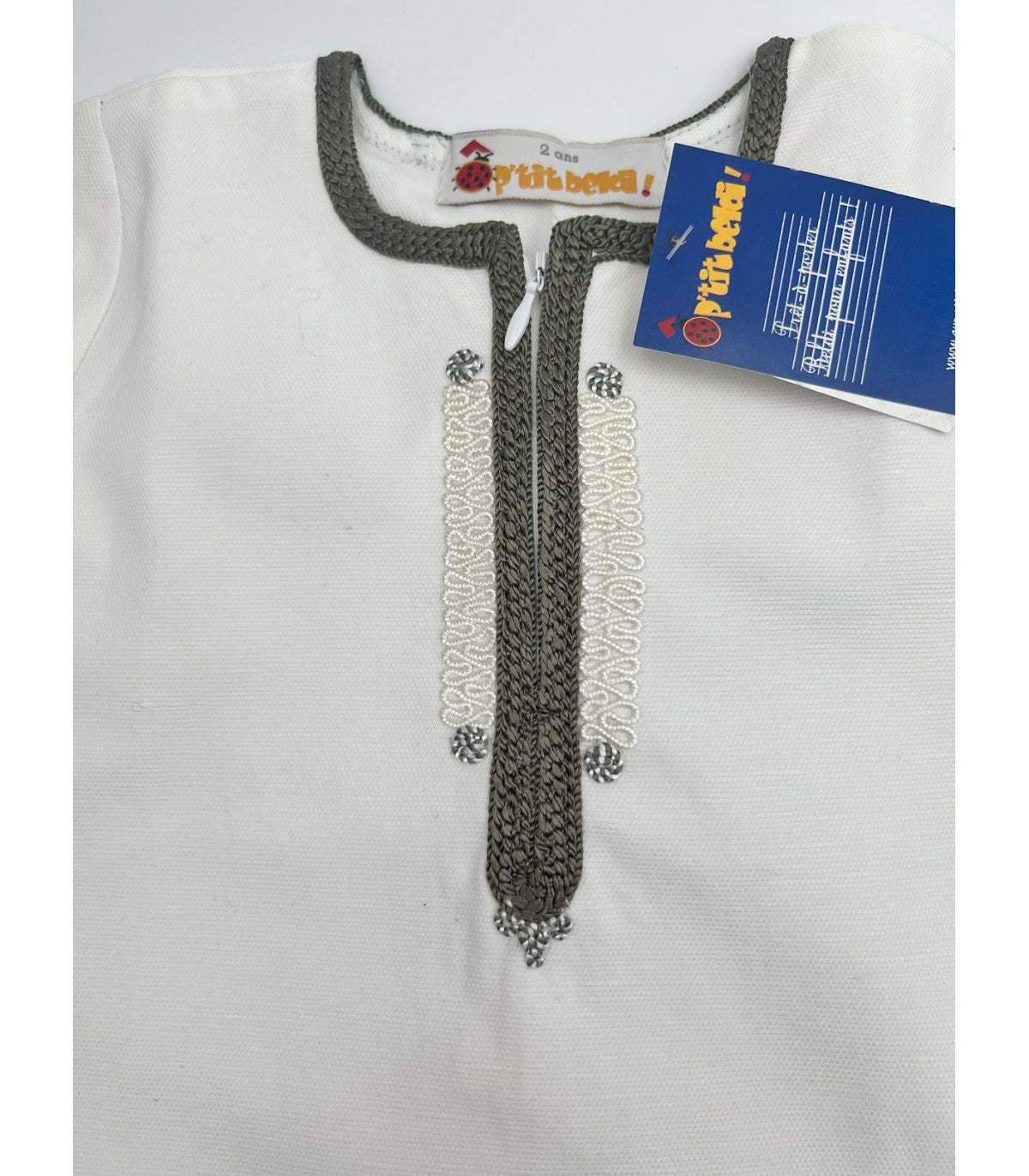 Jabador garçon "Élégance Kaki - Broderies Artisanales | Ô p'tit beldi