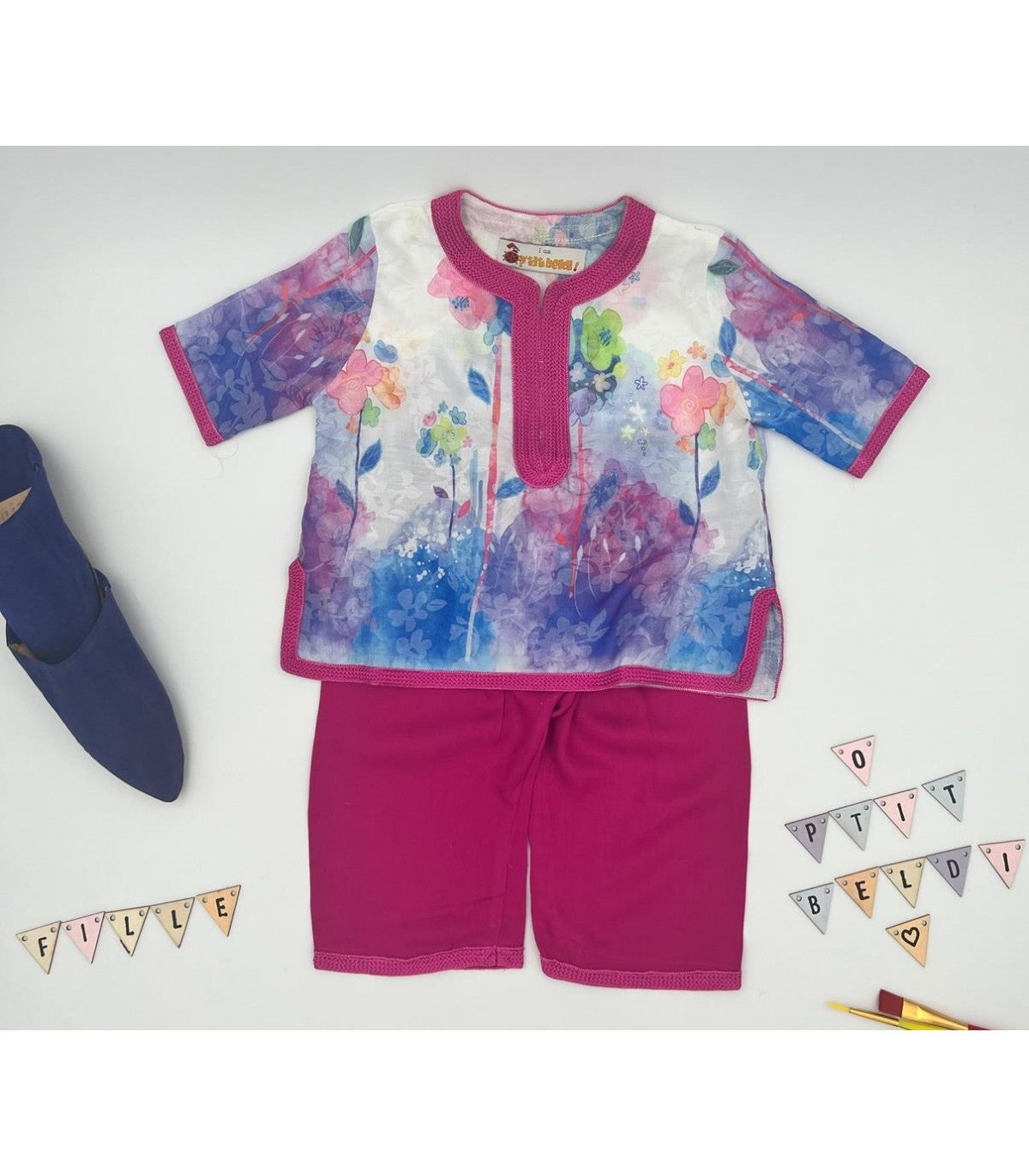 Jabador fillete Imprimé Fuchsia - Élégance Florale | Ô p'tit beldi