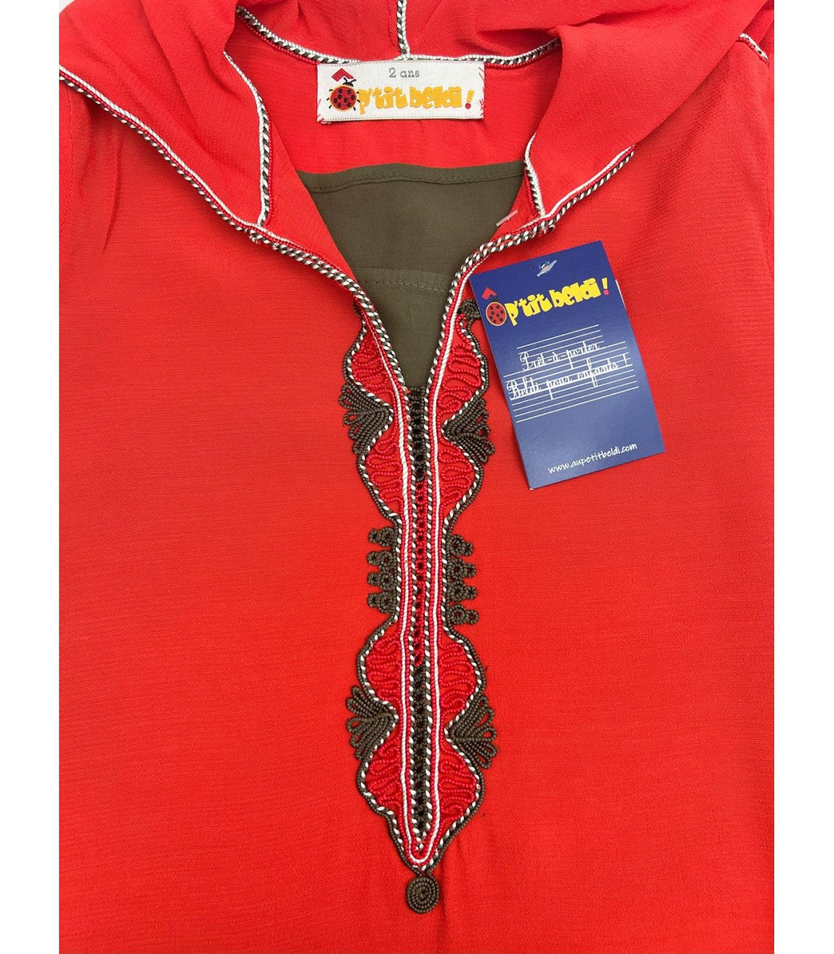 Jellaba fillette Enchantée Rouge Passion | Ô p'tit beldi