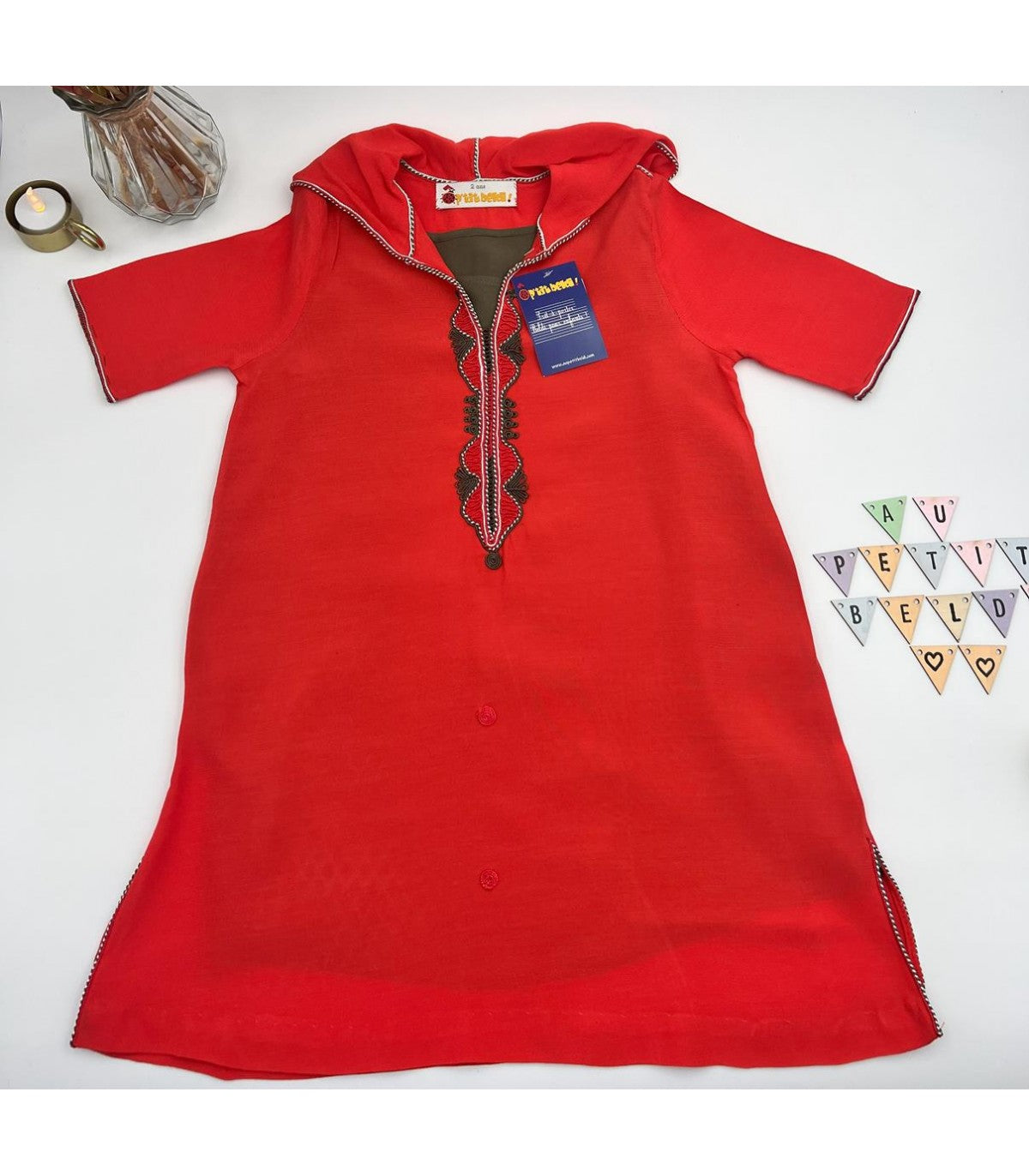 Jellaba fillette Enchantée Rouge Passion | Ô p'tit beldi