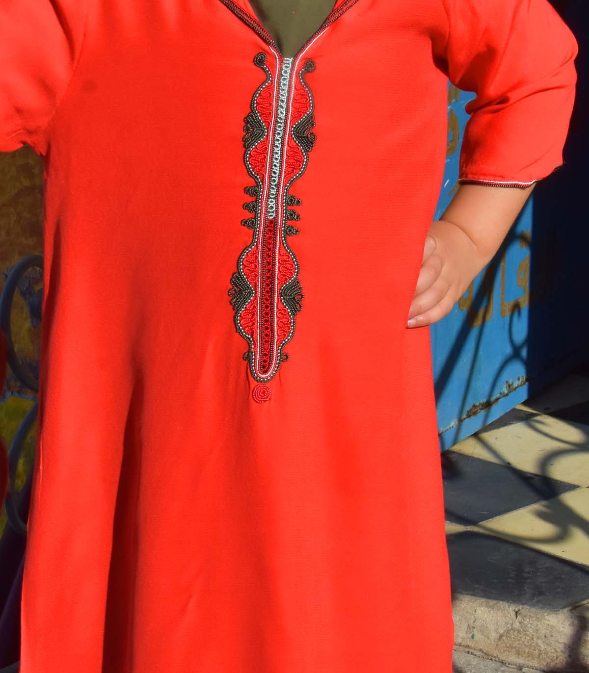 Jellaba fillette Enchantée Rouge Passion | Ô p'tit beldi