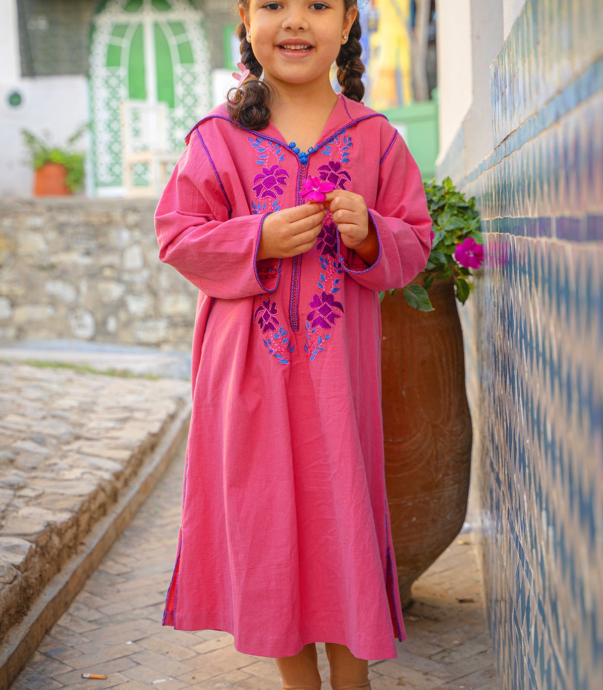 Djellaba fillette Rose Féminine | Ô p'tit beldi