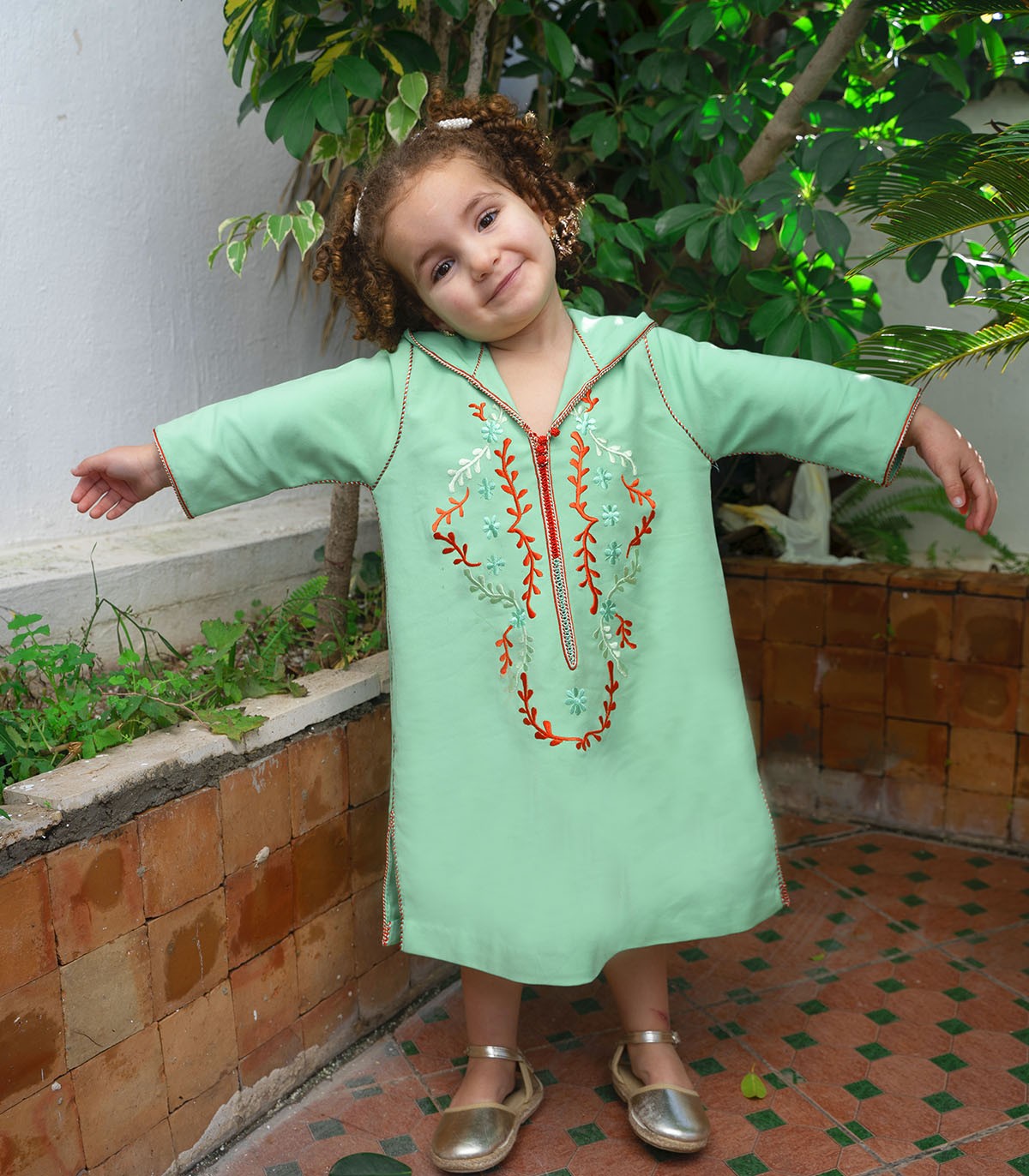 Djellaba fillette Zeste de Citron | Ô p'tit beldi