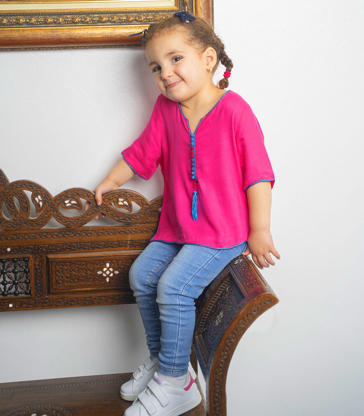 Tunique fillette Rose en Coton - Éclat de Couleur | Ô p'tit beldi