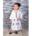 Djellaba girl in white cotton canvas embroidered flowers