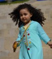 Djellaba 2 pieces embroidered turquoise from 1 year to 12 years old