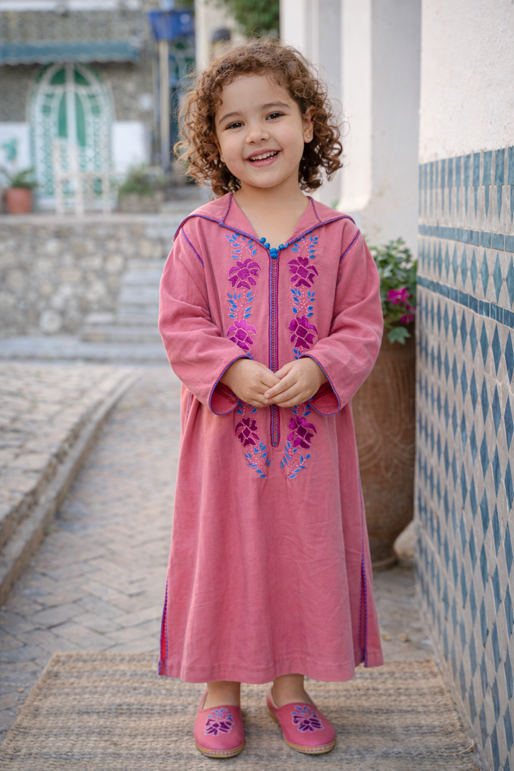 Djellaba fillette Rose Féminine | Ô p'tit beldi