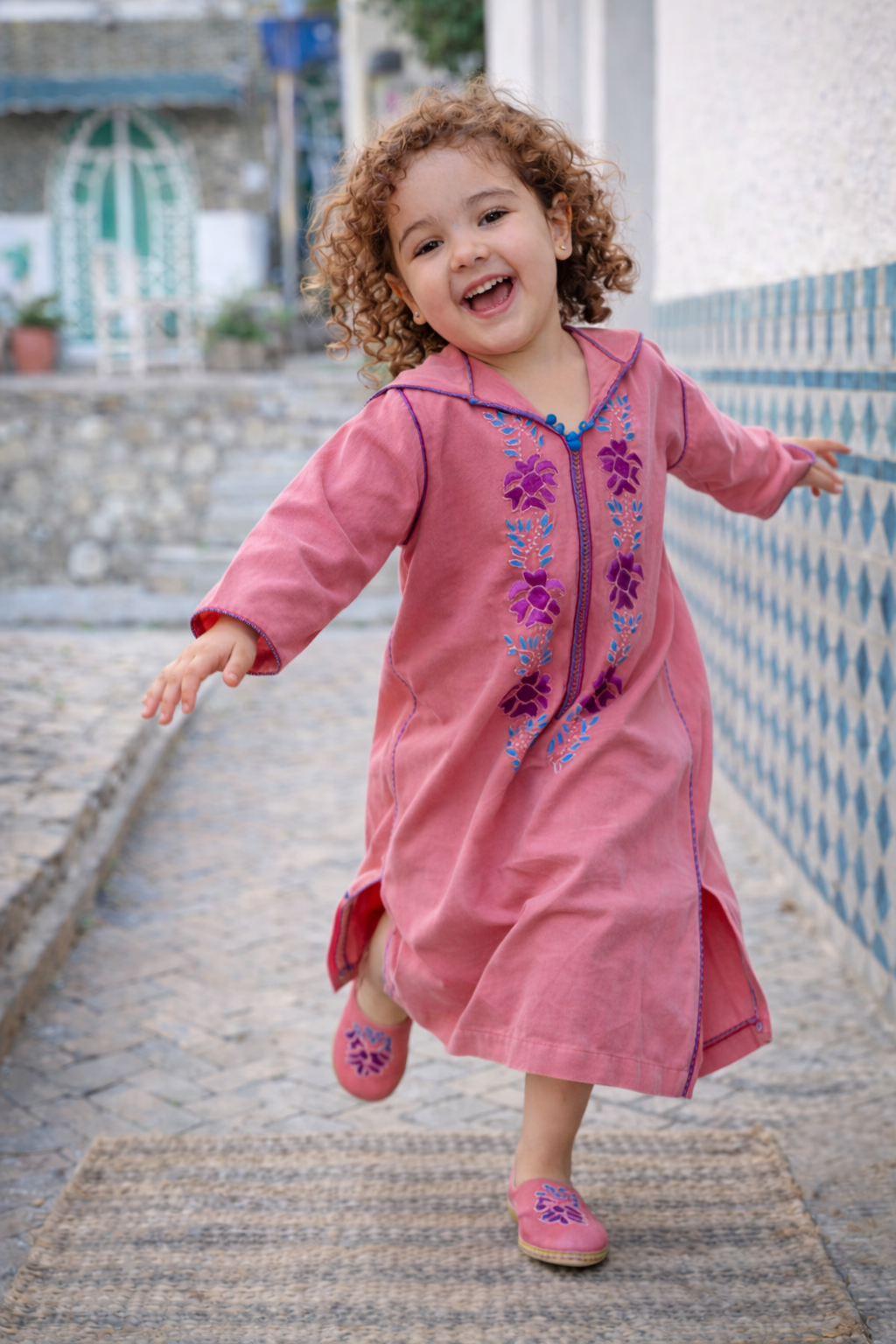 Djellaba fillette Rose Féminine | Ô p'tit beldi