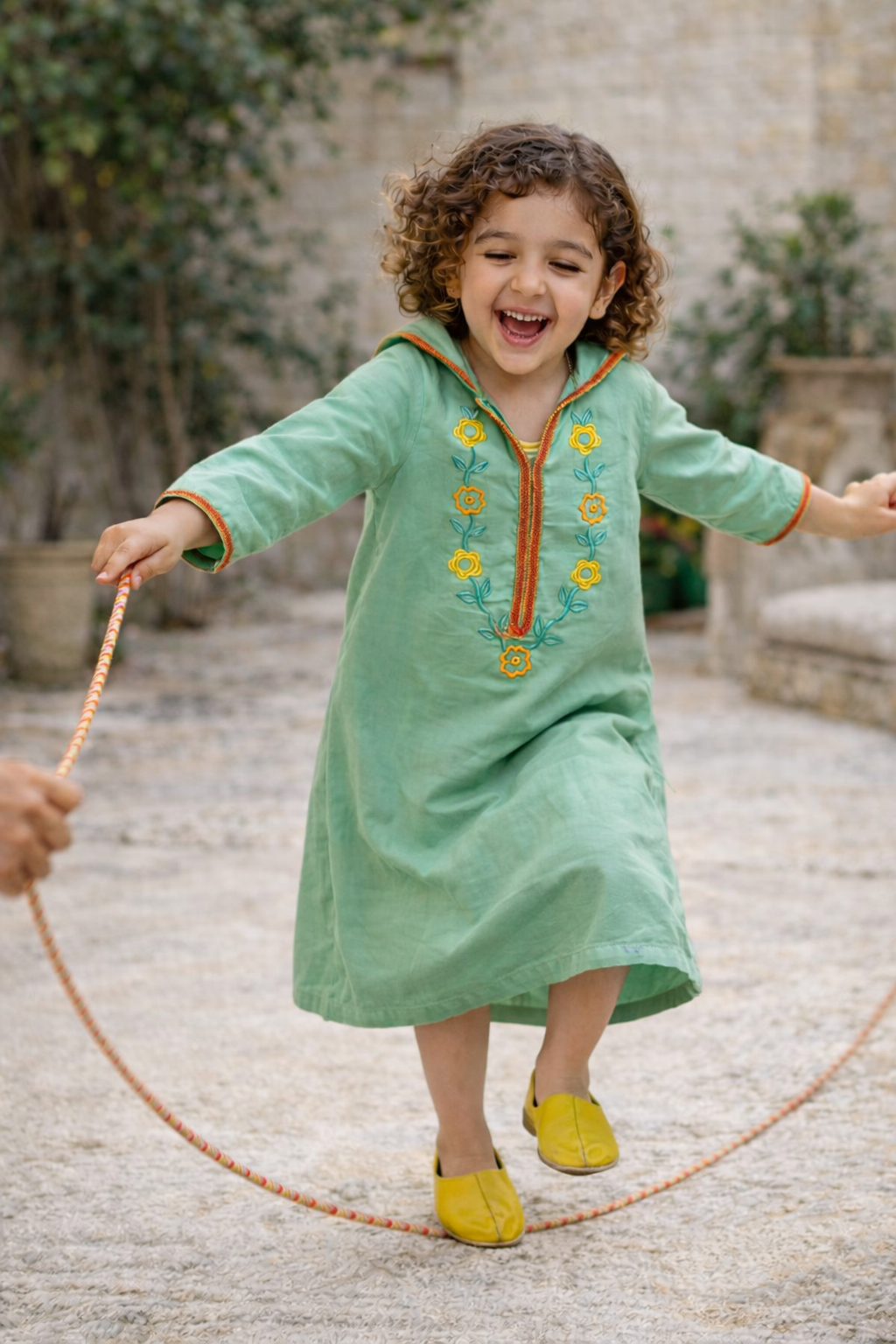 Djellaba fillette Limette | Ô p'tit beldi