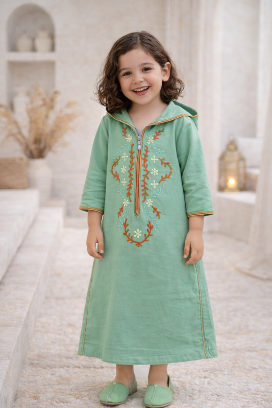 Djellaba fillette Zeste de Citron | Ô p'tit beldi