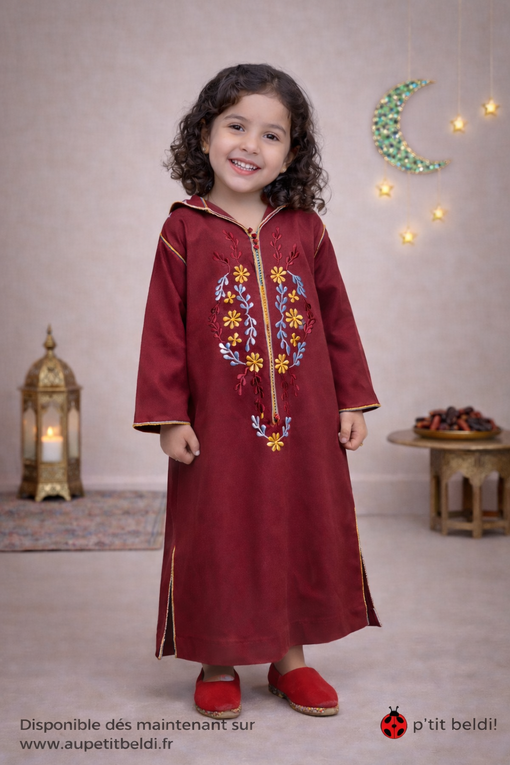 Djellaba fillette Élégance Florale | Ô p'tit beldi