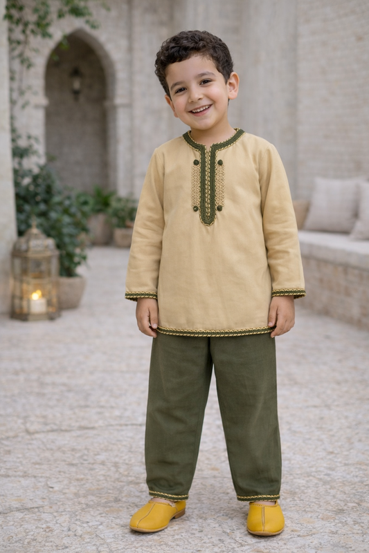 Jabador garçon Zouak Vertino Lin Beige | Ô p'tit beldi