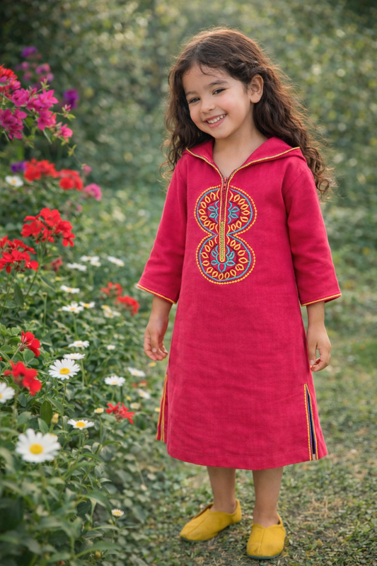 🌸✨Fairy Fuchsia Jellaba – Elegance and Tradition for Little Girls 🌸✨