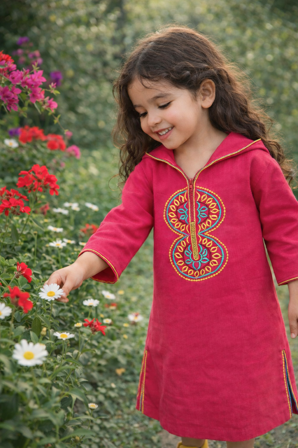 🌸✨Fairy Fuchsia Jellaba – Elegance and Tradition for Little Girls 🌸✨