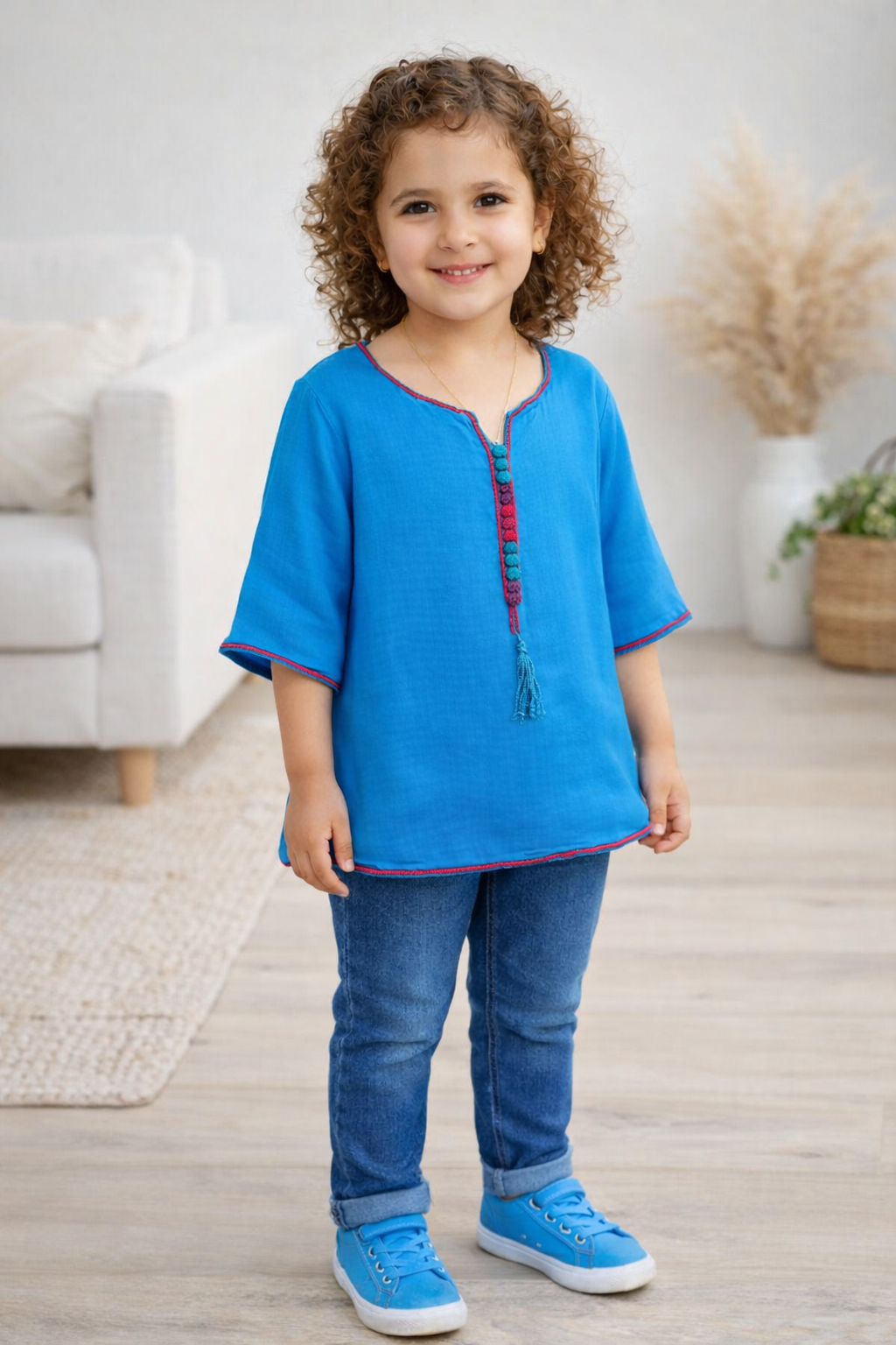 Tunique Féérique Bleue – Confort &amp; Élégance Artisanale | Ô p'tit beldi