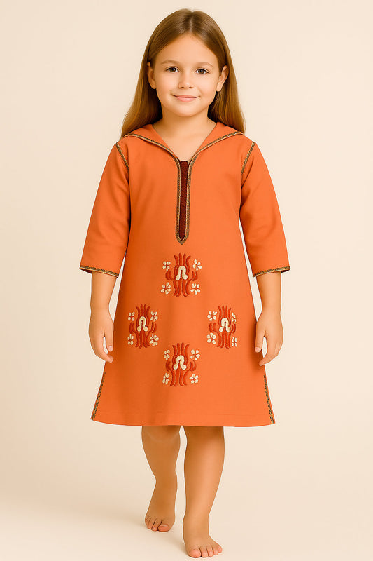 Djellaba fillette Mandarine | Ô p'tit beldi